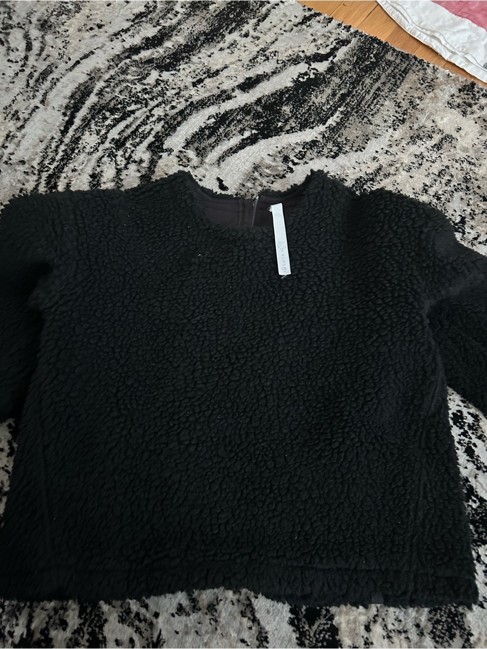 Womens Lululemon Wool Black Whenever Crew Sherpa Pullover Sweatshirt Size 4 EUC